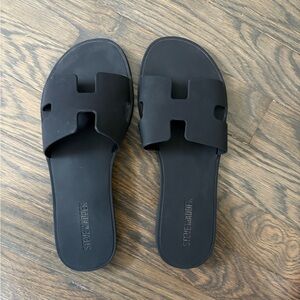 Steve Madden Black Slide Sandals